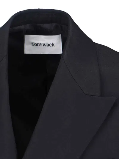 Tonywack Double-breasted Blazer Featuring Notched Lapels In Blue