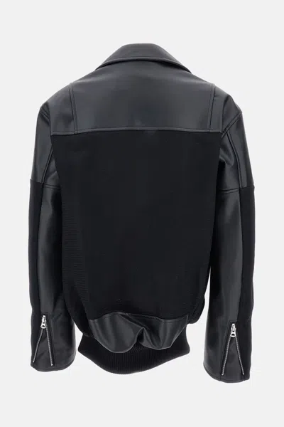 Junya Watanabe Modern Biker Jacket With Wool And Leather In Black
