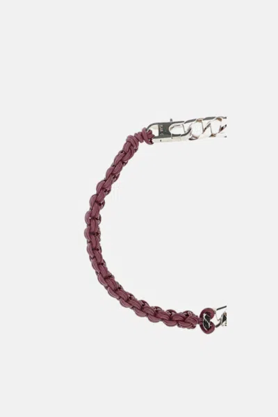 Plan C Chain Necklace With Crimson Red Cord In Metallic