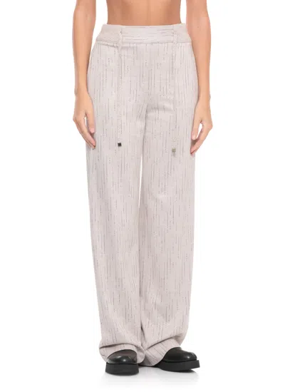 D Exterior Grey Wool Blend Pants In Brown