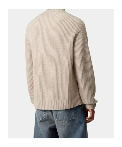 Carhartt Half-zip Knitted Pullover With Ribbed Texture In Neutral