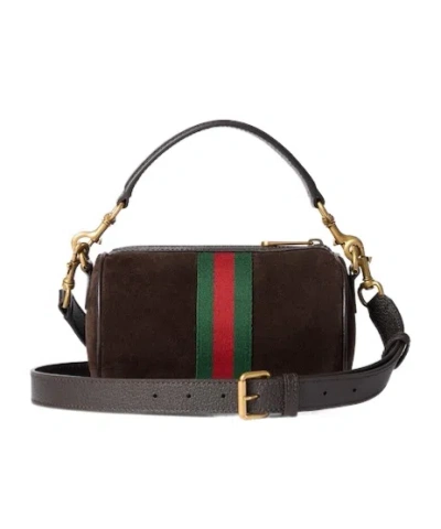 Gucci Mini Shoulder Bag Featuring Web Detail In Brown
