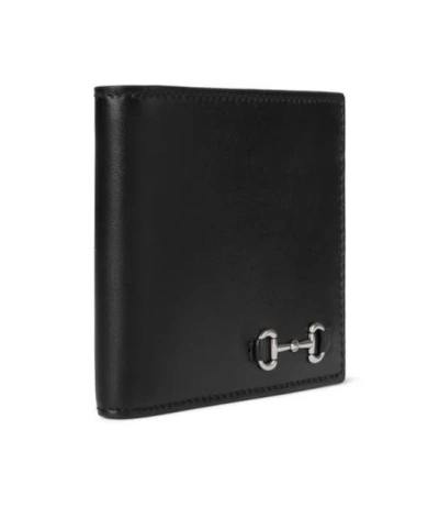 Gucci Compact Bi-fold Wallet Metal Clamp In Black