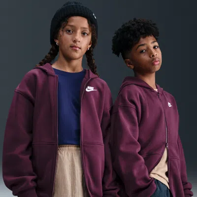 Nike Big Kids Sportswear Club Fleece Oversized Full-zip Hoodie In Purple