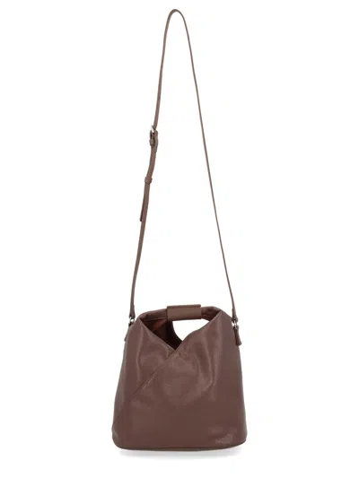 Mm6 Maison Margiela Triangular Design Crossbody Bag With Adjustable Strap In Brown