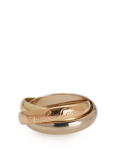 Pre-owned Cartier 1990-2015 18k Tricolor Gold Classic Trinity Ring In Pink