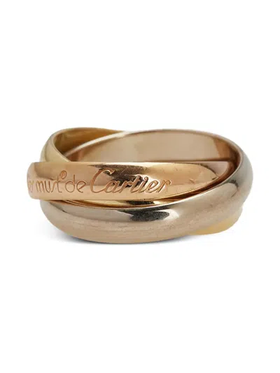 Pre-owned Cartier 1990-2015 18k Tricolor Gold Classic Trinity Ring In Pink