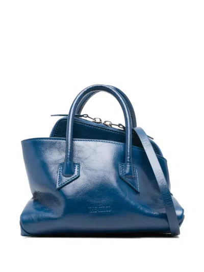 Attico Leather Tote Bag In Blue