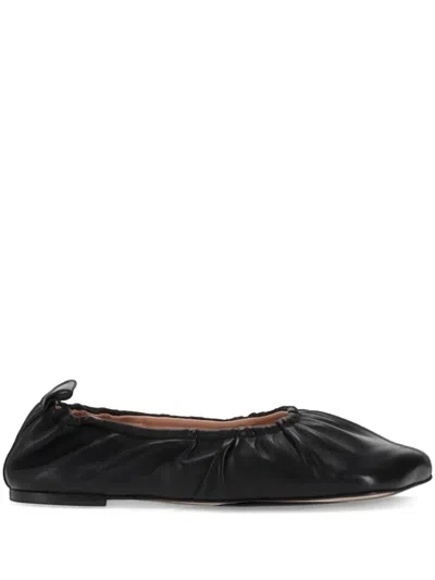 Niccolò Pasqualetti Obliqua Soft Leather Ballet Flats In Black