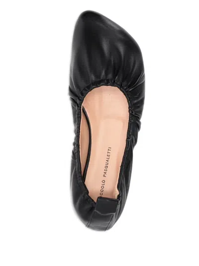 Niccolò Pasqualetti Obliqua Soft Leather Ballet Flats In Black