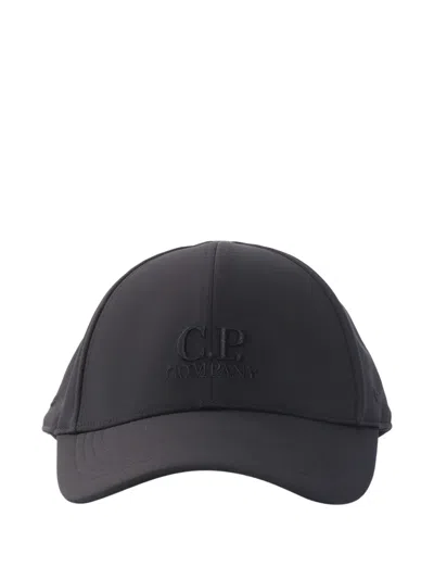 C.p. Company Logo Baseball Hat In Black