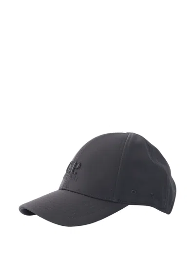 C.p. Company Logo Baseball Hat In Black