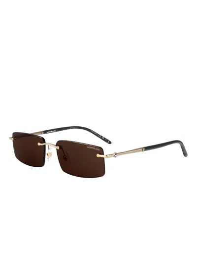 Montblanc Rectangle-frame Sunglasses In Brown