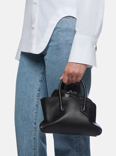 Attico Mini Leather Shoulder Bag With Dual Zip Closure In Black