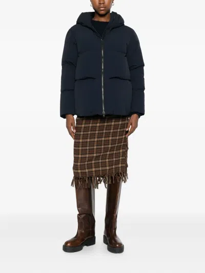 Woolrich Cloud Down Jacket In Stretch Nylon With A Matte Finish In Blue