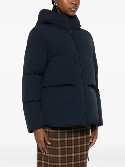Woolrich Cloud Down Jacket In Stretch Nylon With A Matte Finish In Blue
