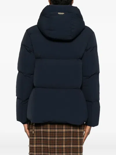 Woolrich Cloud Down Jacket In Stretch Nylon With A Matte Finish In Blue