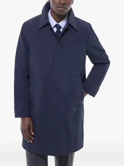 Fursac Button-fastening Welt-pocket Trench Coat In Blue