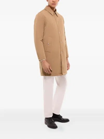 Fursac Button-fastening Welt-pocket Coat In Brown