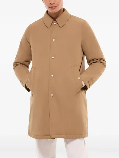 Fursac Button-fastening Welt-pocket Coat In Brown