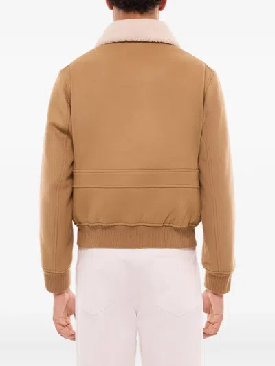 Fursac Fleece-collar Jacket In Brown