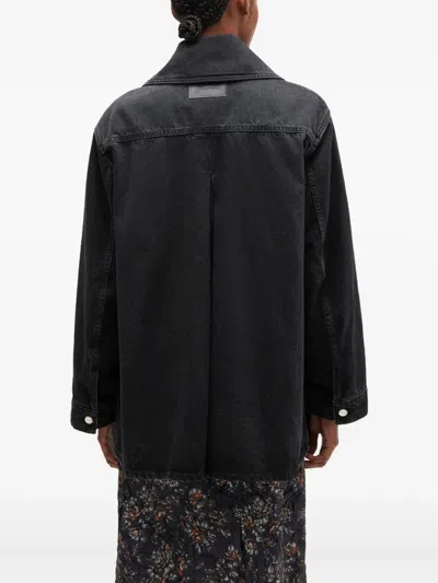 Ganni Women Washed Denim Jacket In Black