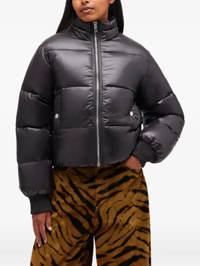 Ganni Recycled Nylon Puffer Jacket In Black