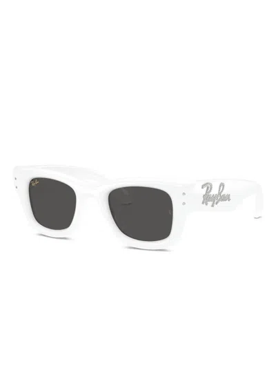 Ray Ban Rhinestone-embellished Square Sunglasses In White
