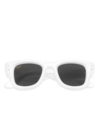 Ray Ban Rhinestone-embellished Square Sunglasses In White