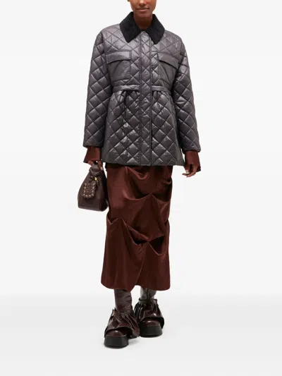 Ganni Women Shiny Quilted Midi Jacket In Multi