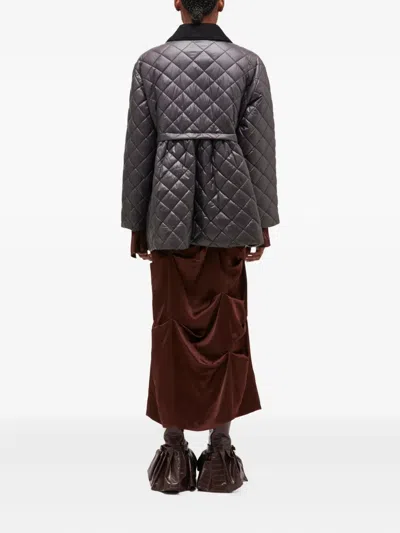 Ganni Women Shiny Quilted Midi Jacket In Multi