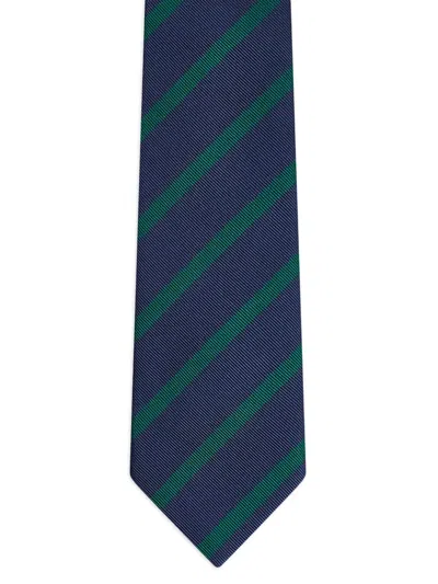 Fursac Striped Silk Tie In Blue