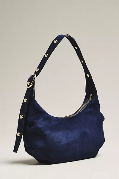 Mali + Lili Vegan-suede Crescent Bag In Blue