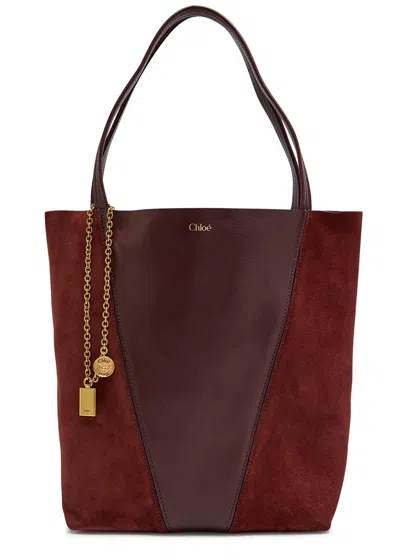 Chloé Borsa Shopping Chloè Spin Bordeaux In Pelle E Pelle Scamosciata  Donna In Brown
