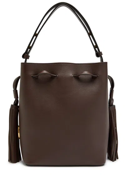 Valentino Borsa A Secchiello Vlogo Signature In Pelle Cioccolato  Donna In Brown