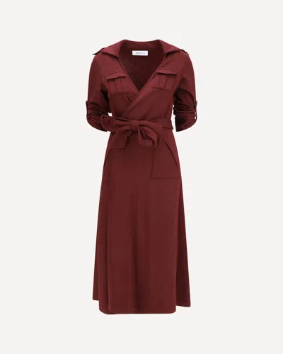 Aftercoat Long Jersey Dress In Burgundy