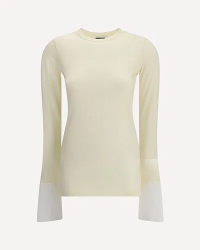 Darkpark Nora Jumper With Buttoned Shirt Cuffs In Neutral