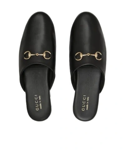 Gucci Women Black Nappa Leather Mules With Horsebit
