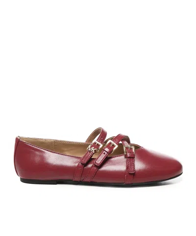 Michael Michael Kors Buckled-straps Ballet Flats In Red