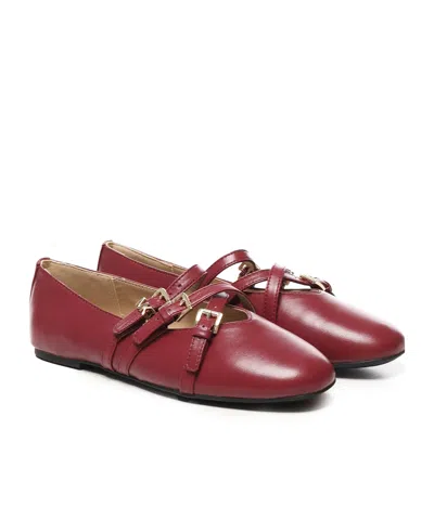 Michael Michael Kors Buckled-straps Ballet Flats In Red
