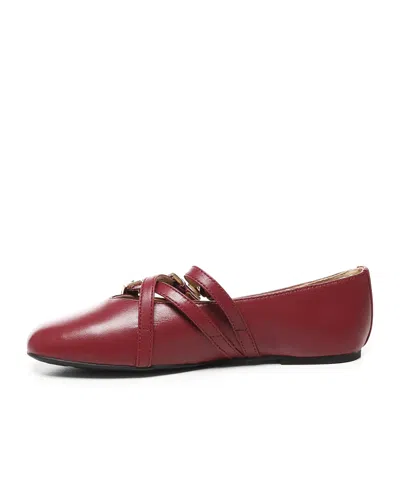 Michael Michael Kors Buckled-straps Ballet Flats In Red