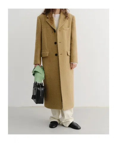 Dunst Unisex 2-way 3 Button Boucle Wool Coat Coats Beige In Brown