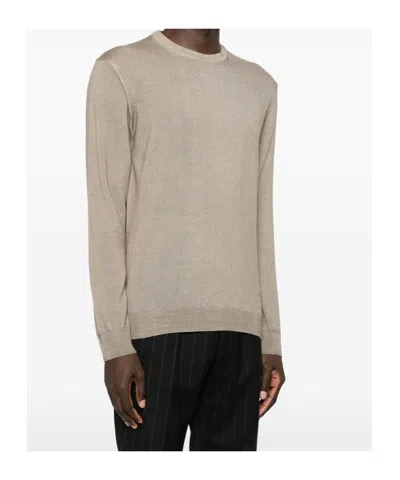 Woolrich Long Sleeve Crew Neck Knitted Sweater In Neutral