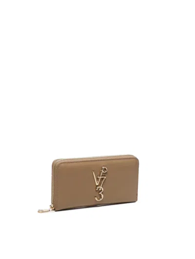 V73 Logo-plaque Zip-around Wallet In Brown