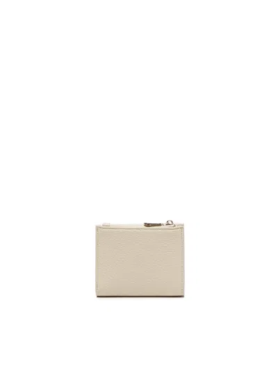 V73 Zip-top Logo-plaque Wallet In Neutral