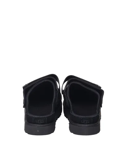 Ugg Chic Sheepskin Sandals With Adjustable Strap And Cushioned Sole In Black