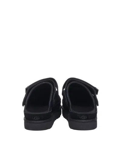 Ugg Chic Sheepskin Sandals With Adjustable Strap And Cushioned Sole In Black