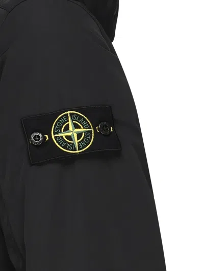 Stone Island Padded Jacket With Hood And Drip-proof In Black