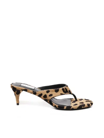 Alaïa Animal Flip Flops Mules In Brown