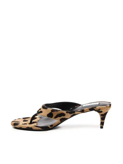 Alaïa Animal Flip Flops Mules In Brown